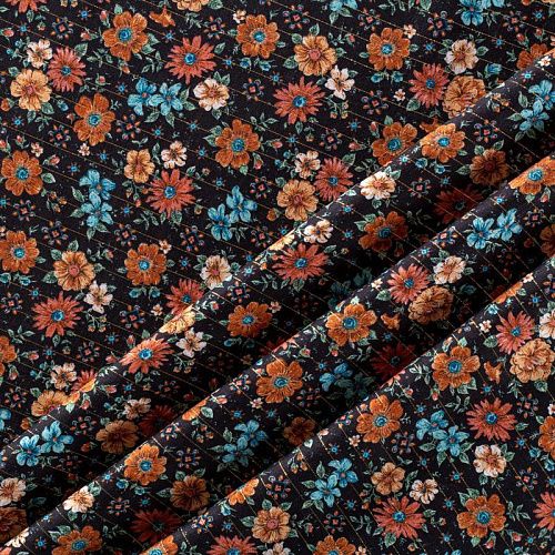 Вискоза с люрексом 009-00904 черный принтованный