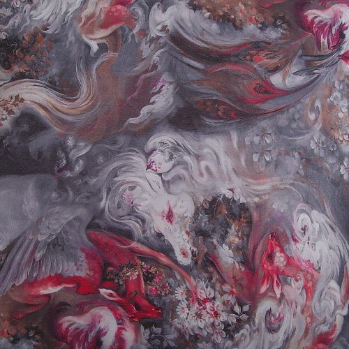 Шифон 068-17461 серый принтованный