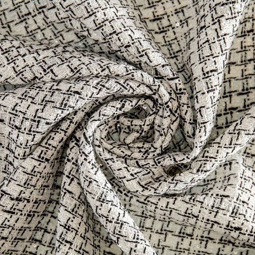 Твид шанель 1120-341-025-0002 молочно-черный с пайетками