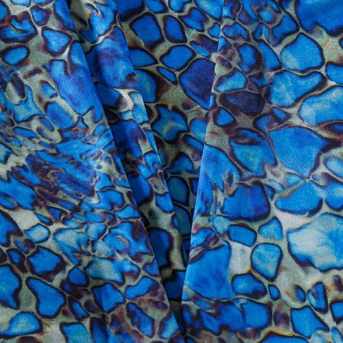 Шелк синтетический 065-13595 сине-голубой принтованный
