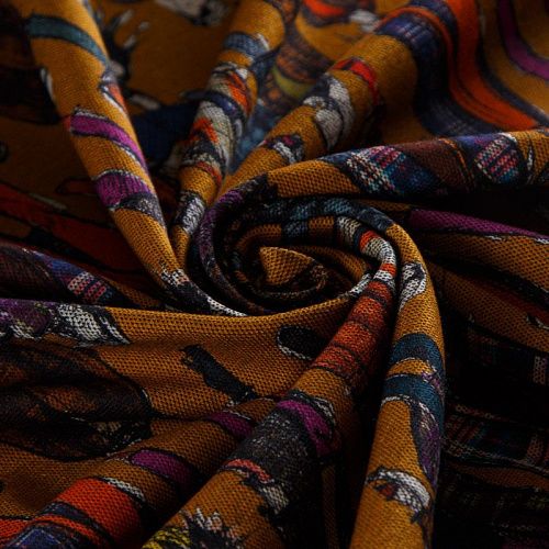 Джерси 014-15095 рыже-коричневый принтованный