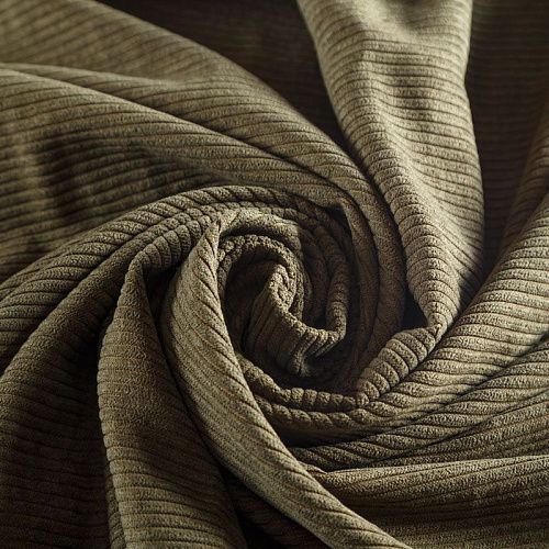 Вельвет 008-05622 зеленый хаки однотонный