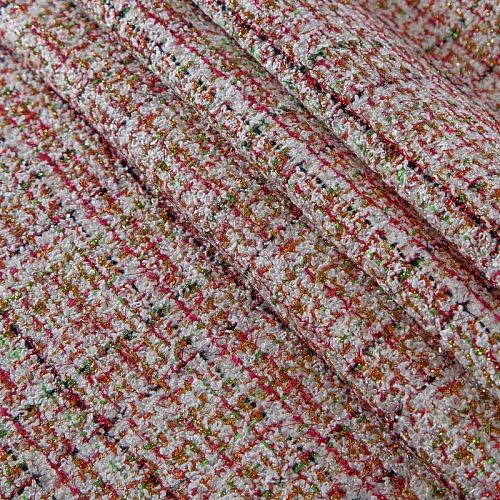 Твид дублированный 052-16580 белый/мультиколор