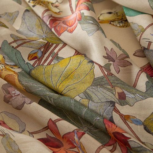 Шелк-батист 003-19630 бежевый принтованный