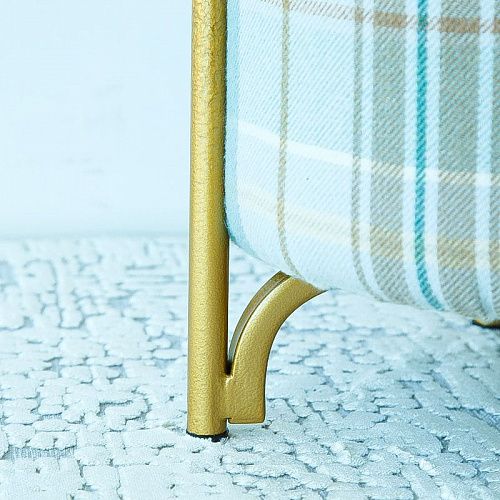 Пуф круглый D 43 см H 47 см голубая клетка 521336