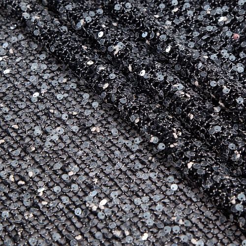 Сетка с пайетками 050-20755 черный меланж