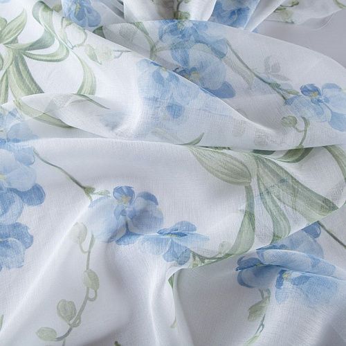 Тюль лен h-280 см 05-01-10476 белый принтованный