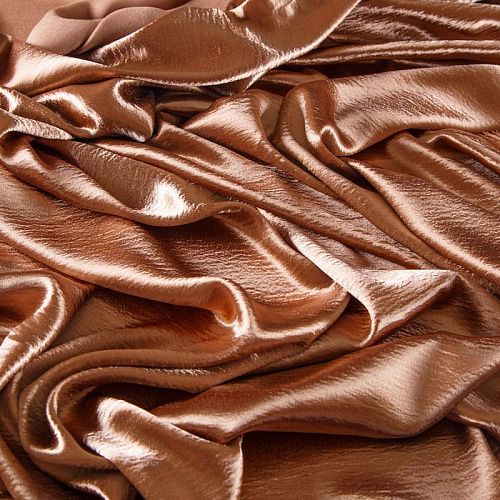 Креп-сатин крэш 001-13645 медно-коричневый однотонный