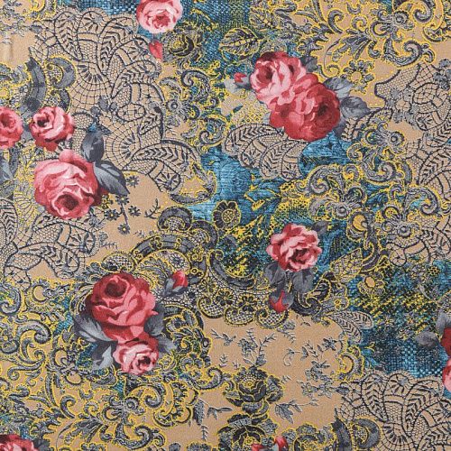 Трикотаж 056-03481 бежевый принтованный