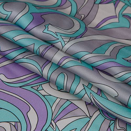 Шелк натуральный Emilio Pucci 064-19151 мятно-лавандовый принтованный