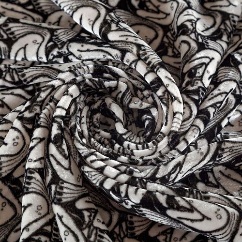 Бархат 002-04272 белый принтованный