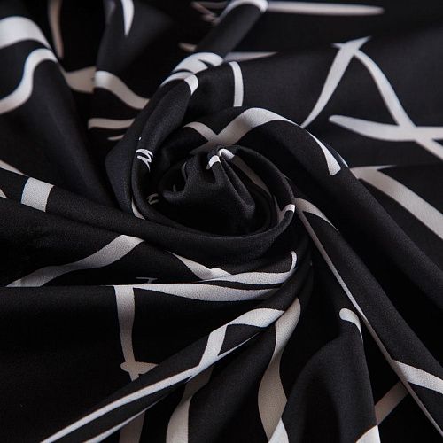 Вискоза "Лоренцо" стрейч 036-18315 черный принтованный