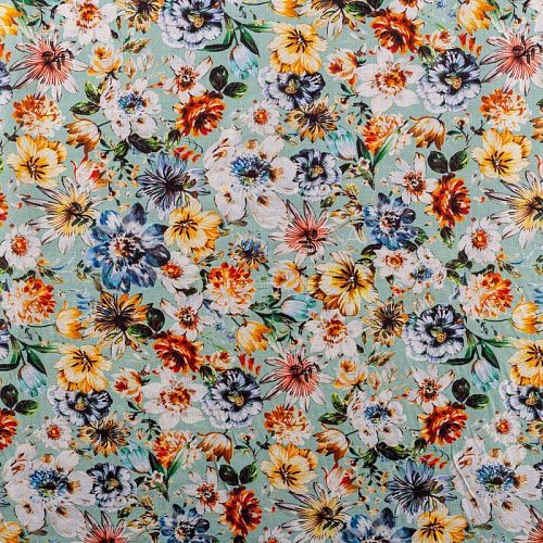 Батист 003-00868 мятный принтованный