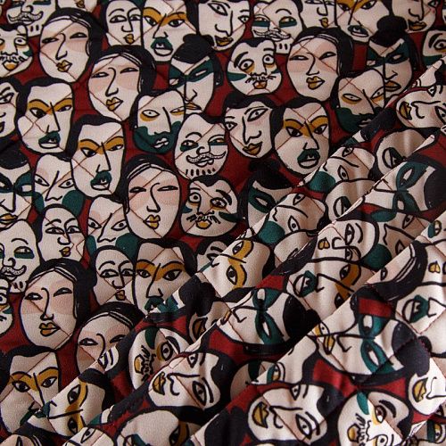 Ткань курточная 2-х сторонняя 033-14636 вишнево-красный принтованный