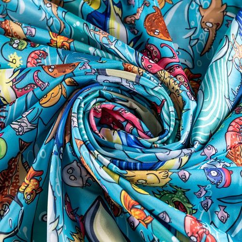 Лайкра К33-109 голубой принтованный