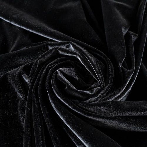 Бархат-лайкра К30-260 черный однотонный