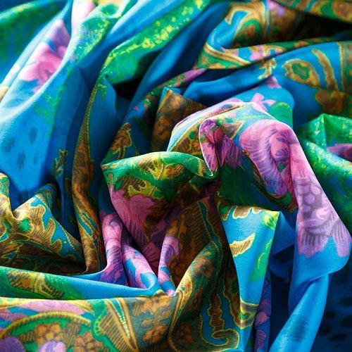 Батист 003-07898 сине-голубой принтованный