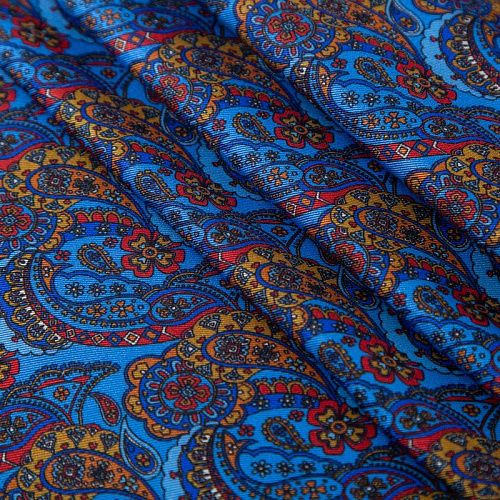 Твил-шелк натуральный 064-19918 синий принтованный