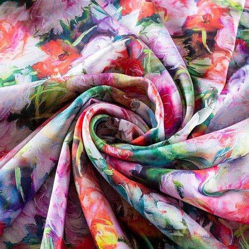 Шелк-штапель 069-01565 зеленый принтованный