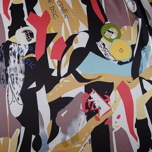 Шелк синтетический стрейч 065-17787 черный принтованный