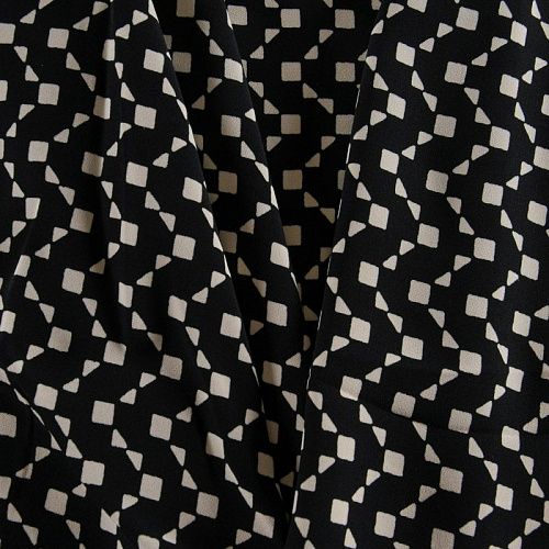 Креп 026-11960 черный принтованный