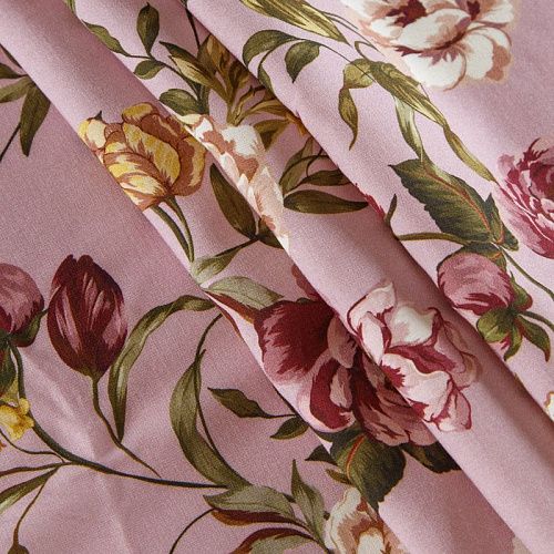 Штапель 069-12200 пудрово-розовый принтованный