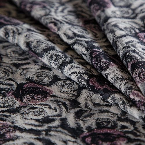 Жаккард с люрексом 017-02973 черно-розовый