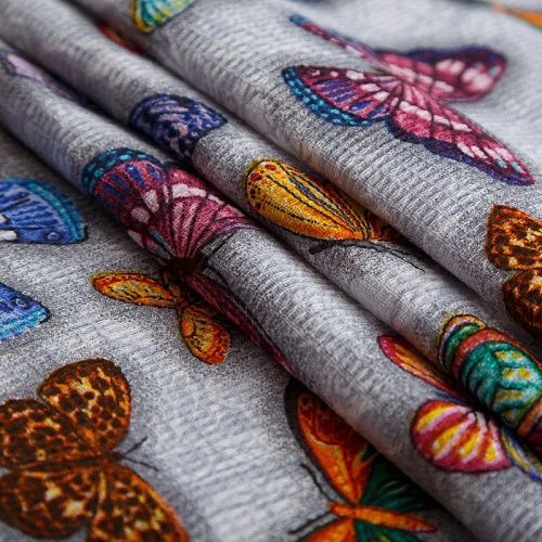 Полотно вафельное 007-15295 серый принтованный